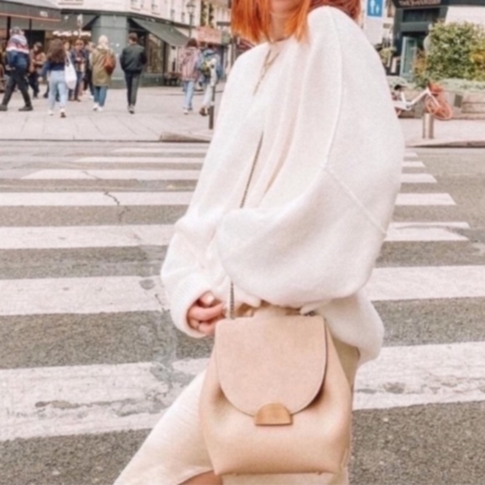 Free People Cream Crew Neck Sweater